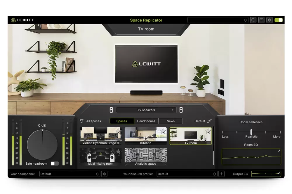 Sala de TV con soundbar en Space Replicator