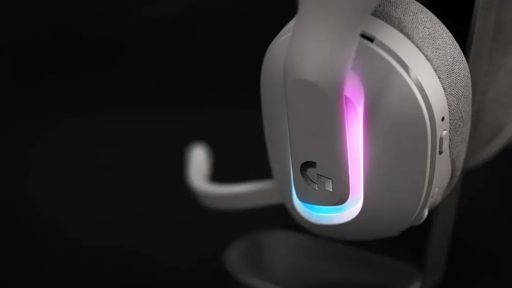 Micrófono extraíble del Logitech G522 blanco con LED de silencio