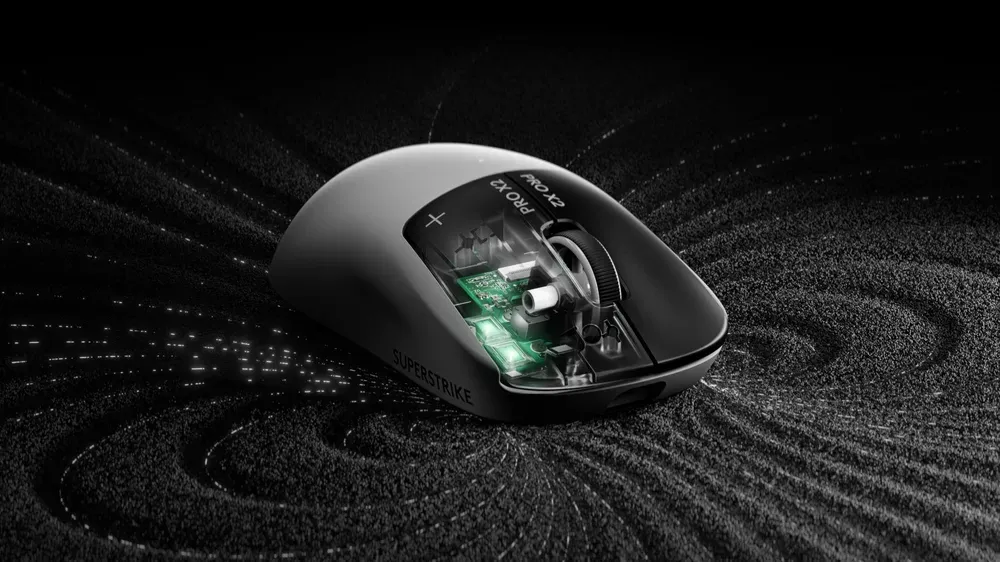 Interior del Logitech PRO X2 SUPERSTRIKE con el sistema HITS