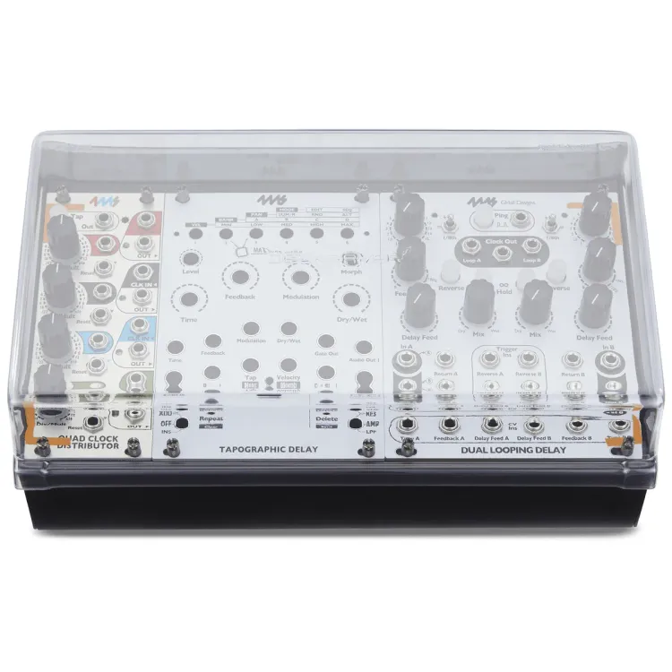 Vista superior del 4ms Pod48X con la tapa Decksaver puesta