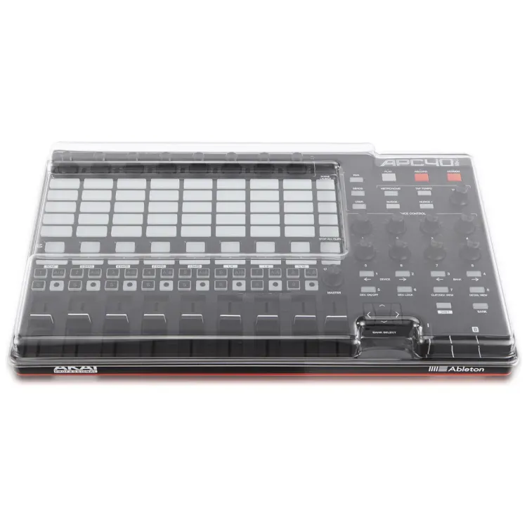 Vista superior del Akai APC40 MK2 con la tapa Decksaver puesta