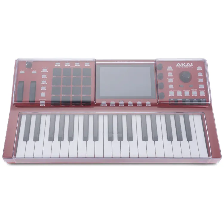 Vista superior del Akai MPC Key 37 con la tapa Decksaver puesta