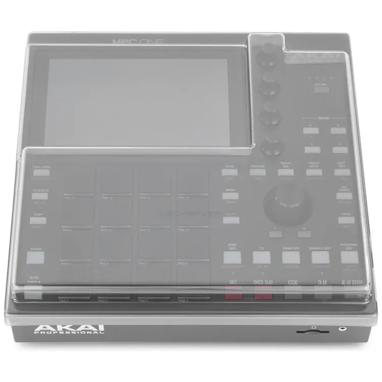Vista superior del Akai MPC One con la tapa Decksaver puesta