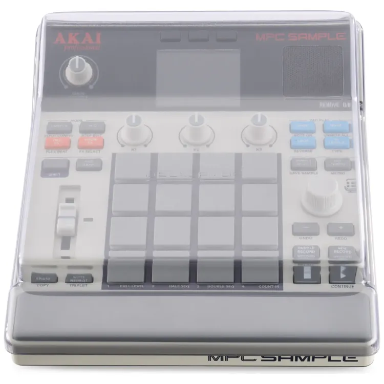Vista superior del Akai MPC Sample con la tapa Decksaver puesta