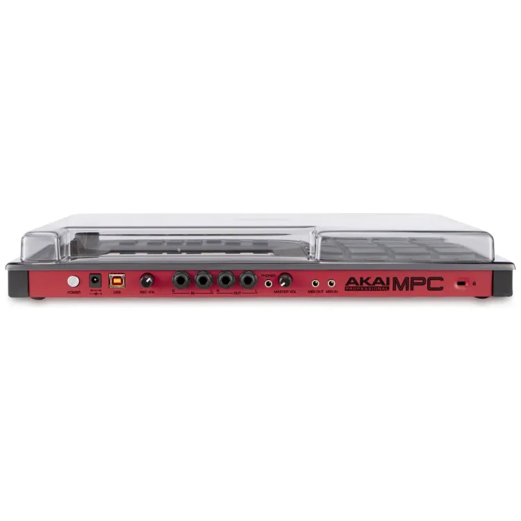 Perfil lateral de la tapa Decksaver sobre el Akai MPC Touch y MPC Live