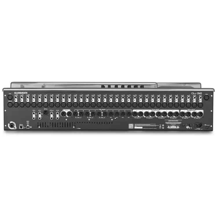 Perfil lateral de la tapa Decksaver sobre el Allen & Heath Qu-32