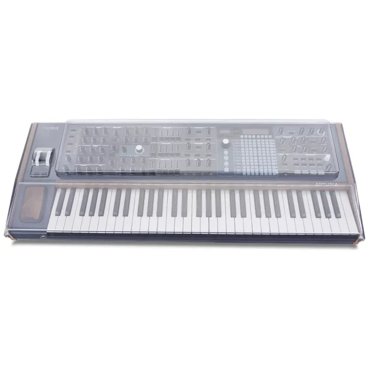 Vista superior del Arturia PolyBrute con la tapa Decksaver puesta