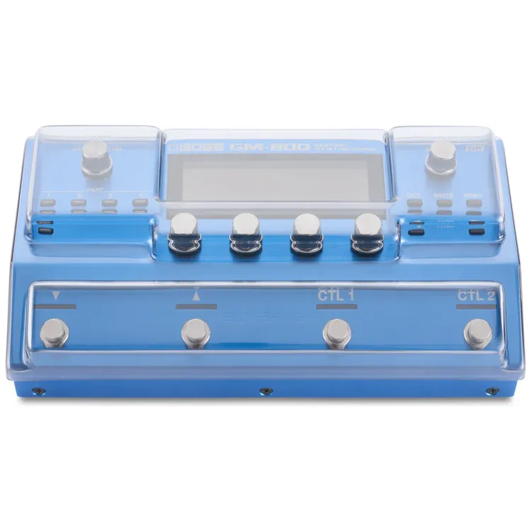 Vista superior del Boss GM-800 con la tapa Decksaver puesta