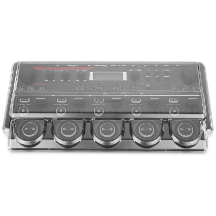 Vista superior del Boss RC-505 con la tapa Decksaver puesta