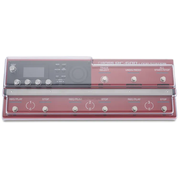 Vista superior del Boss RC-600 con la tapa Decksaver puesta