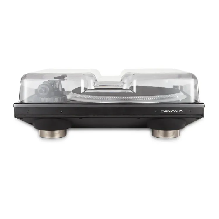 Perfil lateral de la tapa Decksaver sobre el Denon DJ VL12 Prime