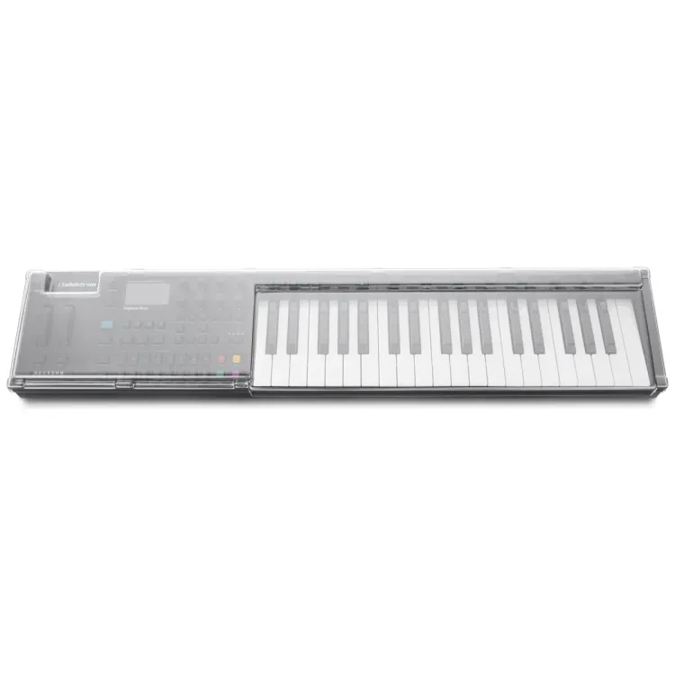 Vista superior del Elektron Digitone Keys con la tapa Decksaver puesta