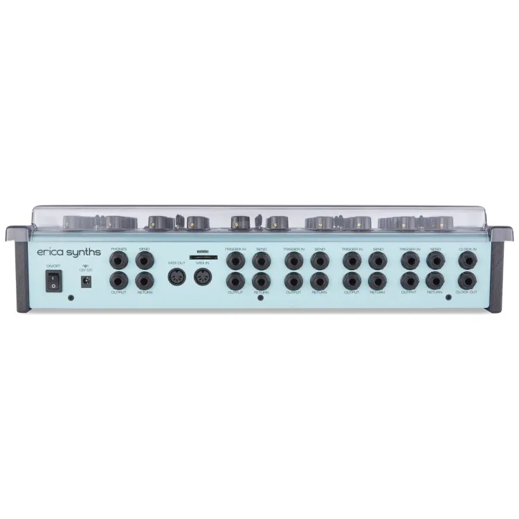 Perfil lateral de la tapa Decksaver sobre el Erica Synths Perkons HD-01