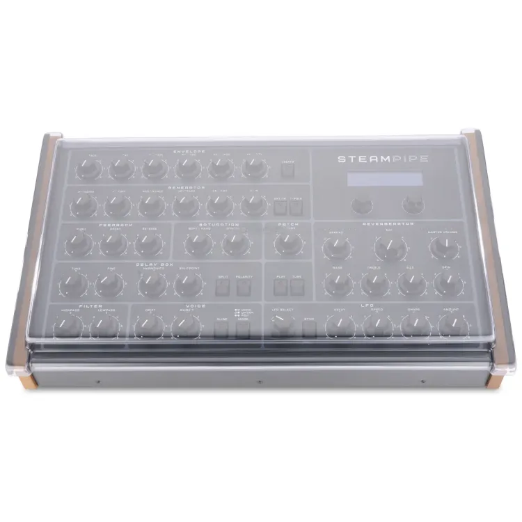 Vista superior del Erica Synths SteamPipe con la tapa Decksaver puesta
