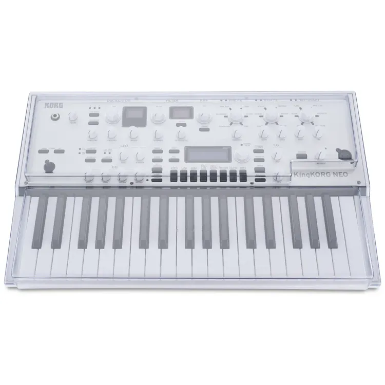 Vista superior del Korg KingKORG NEO con la tapa Decksaver puesta