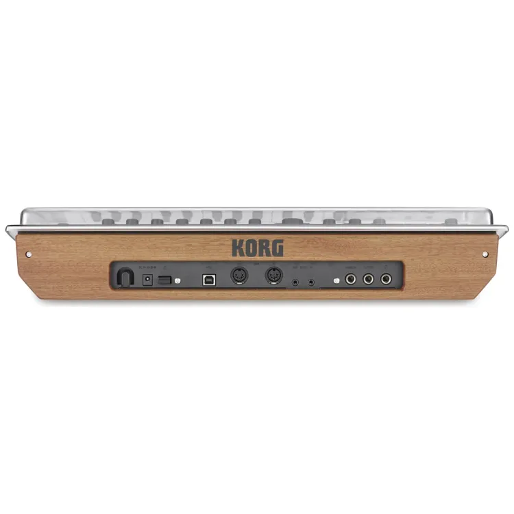 Perfil lateral de la tapa Decksaver sobre el Korg minilogue