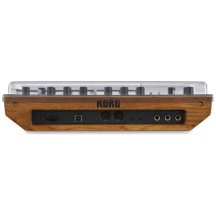 Perfil lateral de la tapa Decksaver sobre el Korg monologue