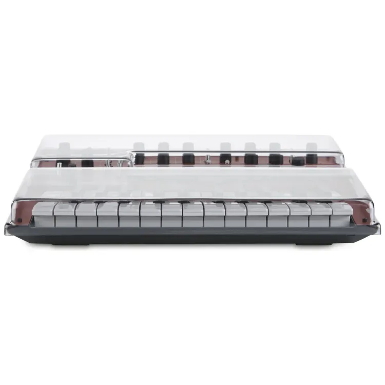 Vista superior del Korg monologue con la tapa Decksaver puesta