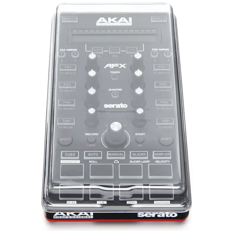 Vista superior del Akai AFX y AMX con la tapa Decksaver puesta