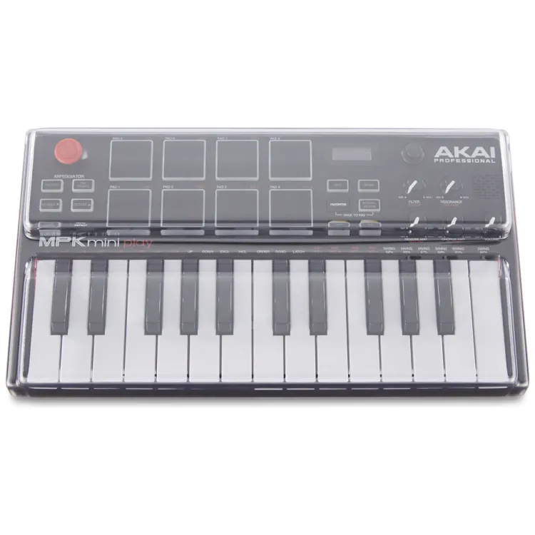 Vista superior del Akai MPK Mini Play MK1 y MK2 con la tapa Decksaver puesta