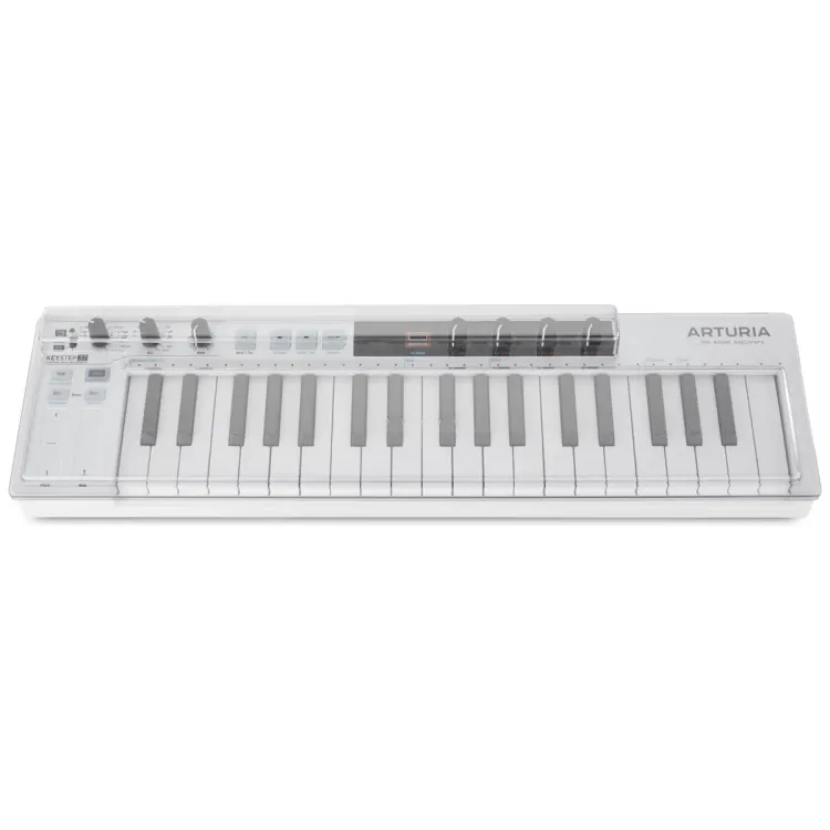 Vista superior del Arturia KeyStep 37 con la tapa Decksaver puesta