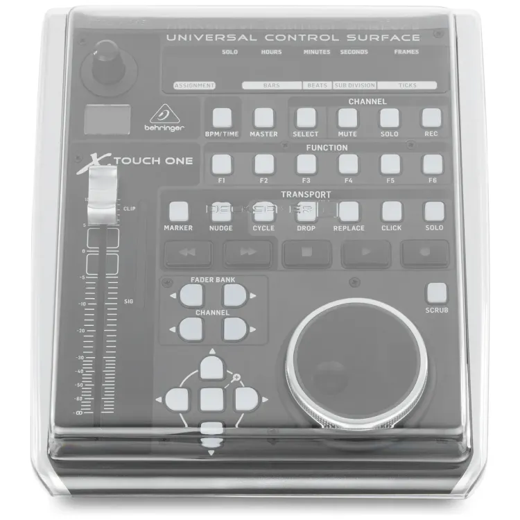 Vista superior del Behringer X-TOUCH ONE con la tapa Decksaver puesta