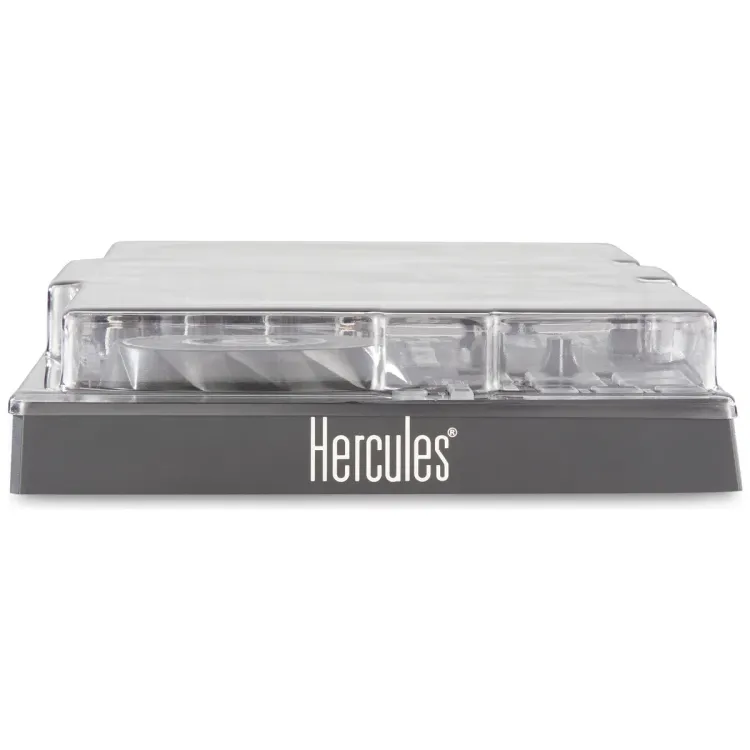 Perfil lateral de la tapa Decksaver sobre el Hercules DJControl Inpulse 200 y 200 MK2