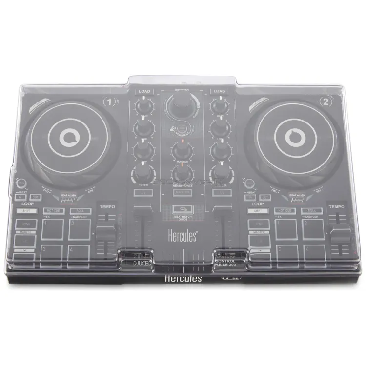 Vista superior del Hercules DJControl Inpulse 200 y 200 MK2 con la tapa Decksaver puesta