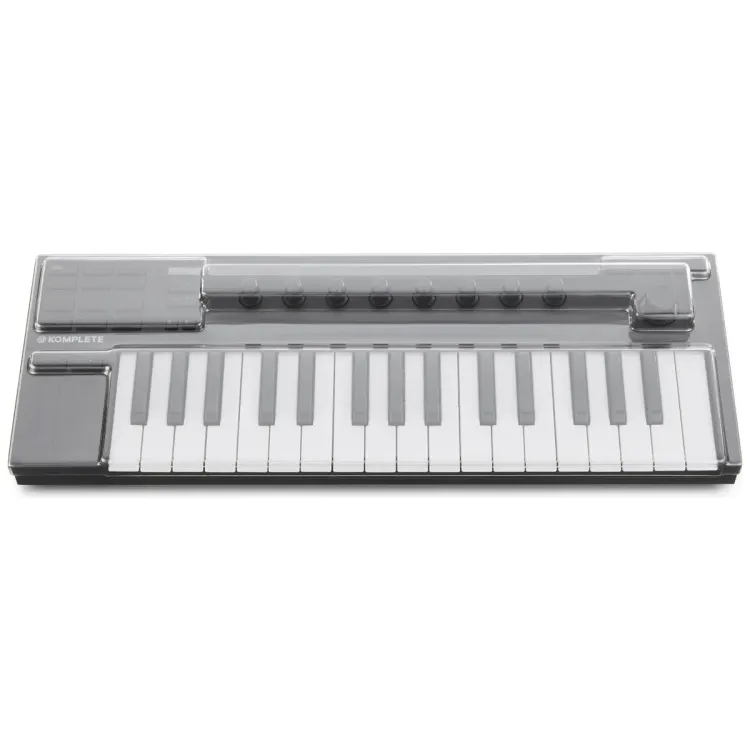 Vista superior del Native Instruments Kontrol M32 con la tapa Decksaver puesta