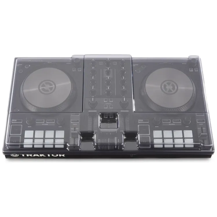 Vista superior del Native Instruments Traktor Kontrol S2 MK3 con la tapa Decksaver puesta