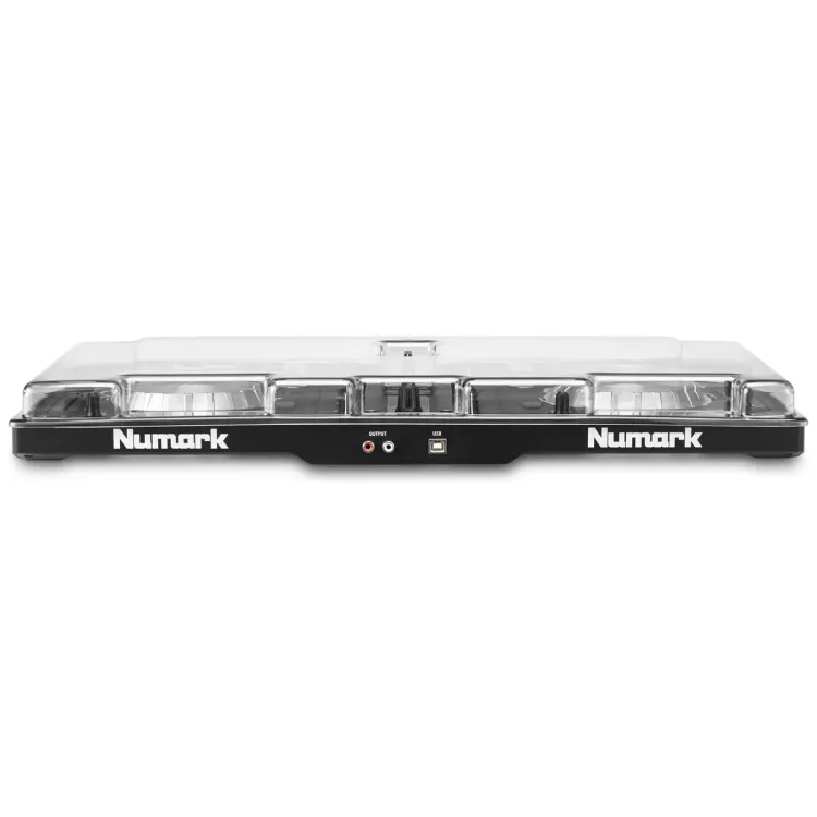 Perfil lateral de la tapa Decksaver sobre el Numark Mixtrack Pro 3 y Mixtrack Platinum