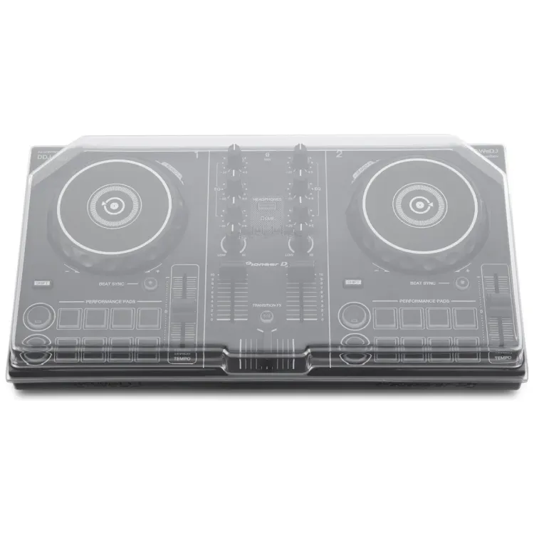 Vista superior del Pioneer DJ DDJ-200 con la tapa Decksaver puesta