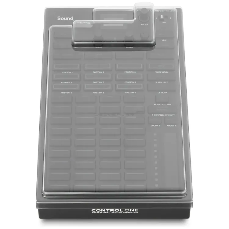Vista superior del SoundSwitch Control One con la tapa Decksaver puesta