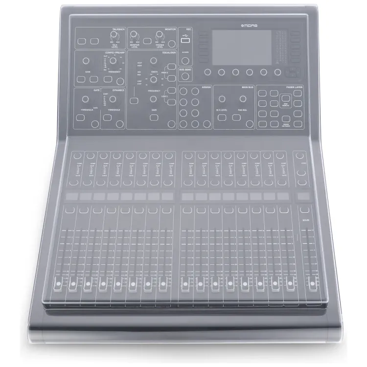 Vista superior del Midas M32R y M32R LIVE con la tapa Decksaver puesta