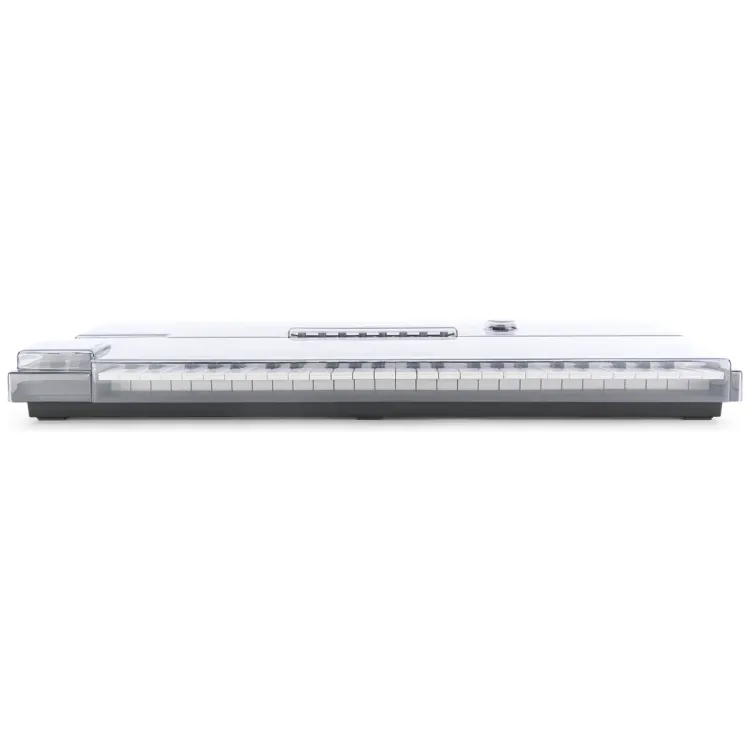 Vista superior del Native Instruments Kontrol S49 MK3 con la tapa Decksaver puesta