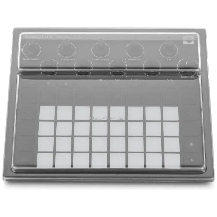 Vista superior del Novation Circuit Tracks y Circuit Rhythm con la tapa Decksaver puesta