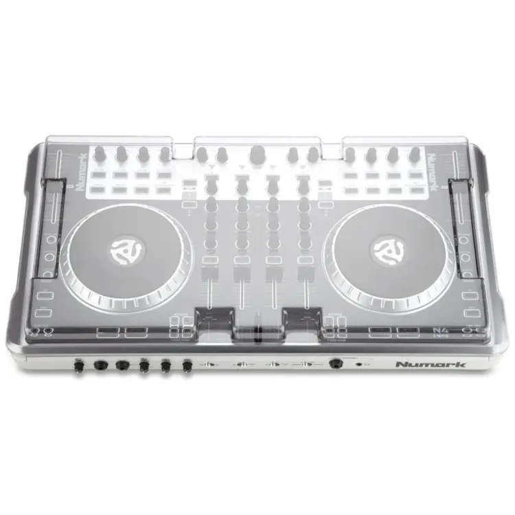 Vista superior del Numark N4 con la tapa Decksaver puesta