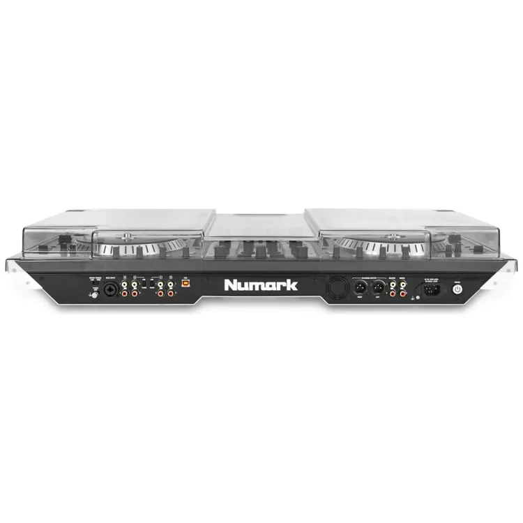 Perfil lateral de la tapa Decksaver sobre el Numark NS7 y NS7 MK2