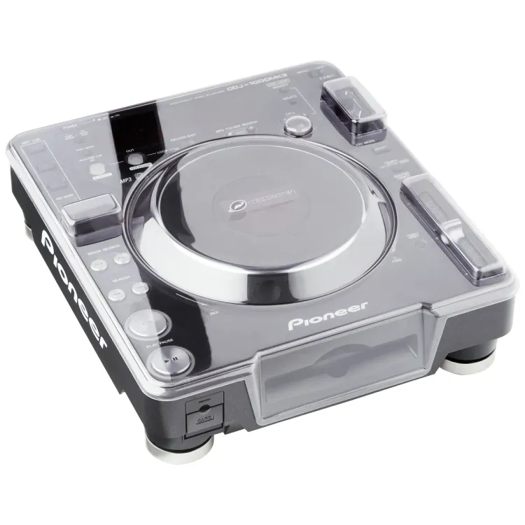 Tapa Decksaver puesta sobre el Pioneer DJ CDJ-1000, vista en tres cuartos