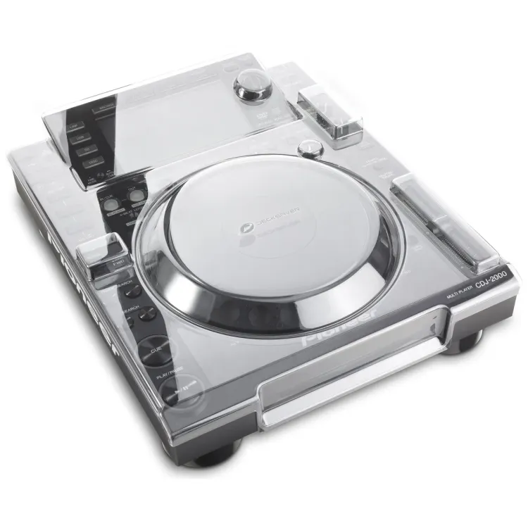 Tapa Decksaver puesta sobre el Pioneer DJ CDJ-2000NXS, vista en tres cuartos