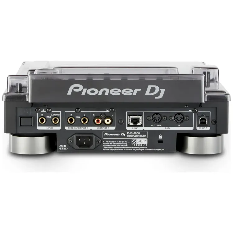 Perfil lateral de la tapa Decksaver sobre el Pioneer DJ DJS-1000