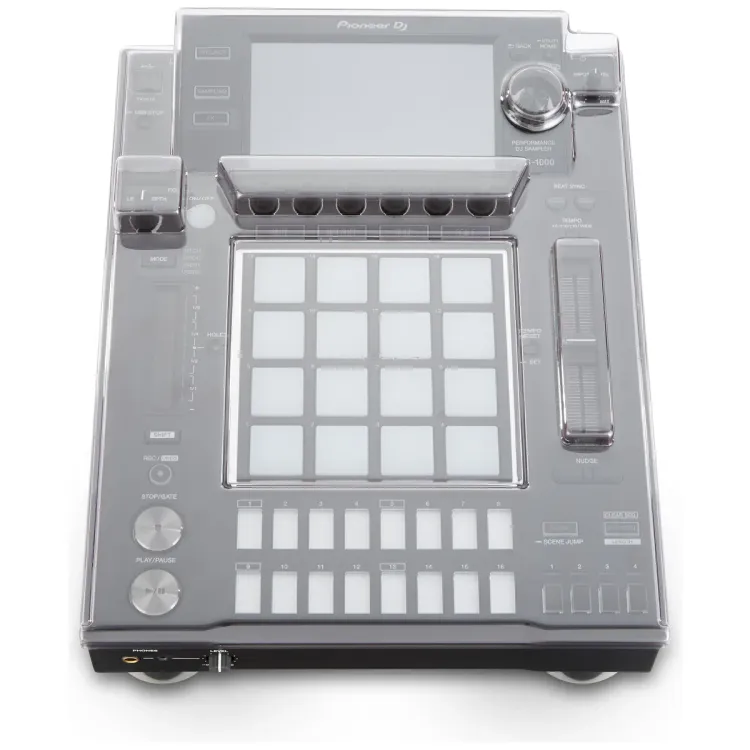 Tapa Decksaver puesta sobre el Pioneer DJ DJS-1000, vista en tres cuartos