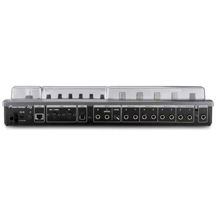 Perfil lateral de la tapa Decksaver sobre el Pioneer DJ TORAIZ SP-16