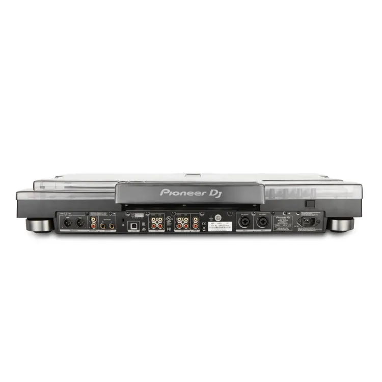 Perfil lateral de la tapa Decksaver sobre el Pioneer DJ XDJ-RX2