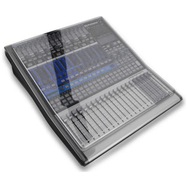 Tapa Decksaver puesta sobre el PreSonus StudioLive 16.4.2, vista en tres cuartos