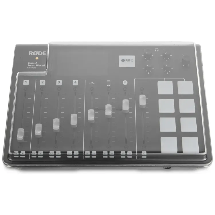 Vista superior del RØDE RØDECaster Pro con la tapa Decksaver puesta