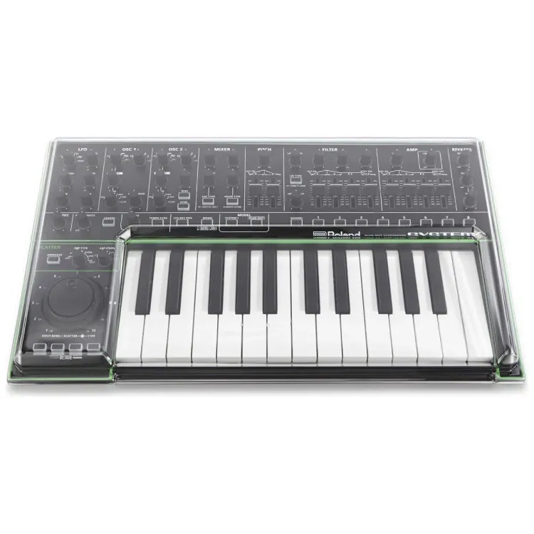 Vista superior del Roland AIRA SYSTEM-1 con la tapa Decksaver puesta