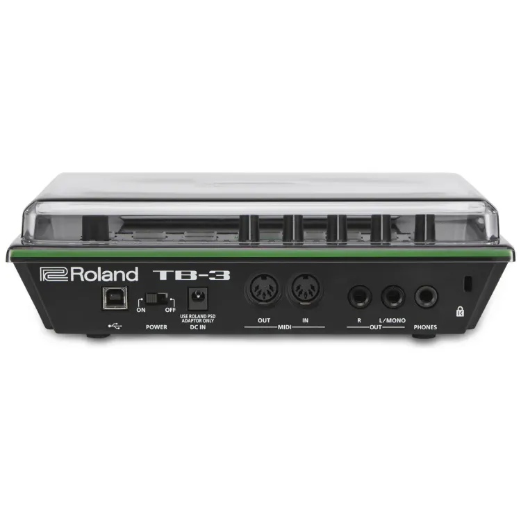 Perfil lateral de la tapa Decksaver sobre el Roland AIRA TB-3