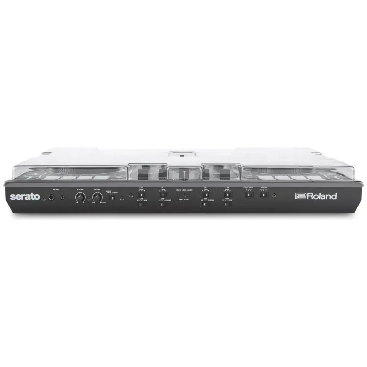 Vista superior del Roland DJ-808 con la tapa Decksaver puesta