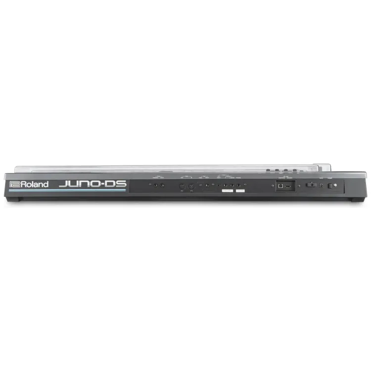 Perfil lateral de la tapa Decksaver sobre el Roland JUNO-DS61
